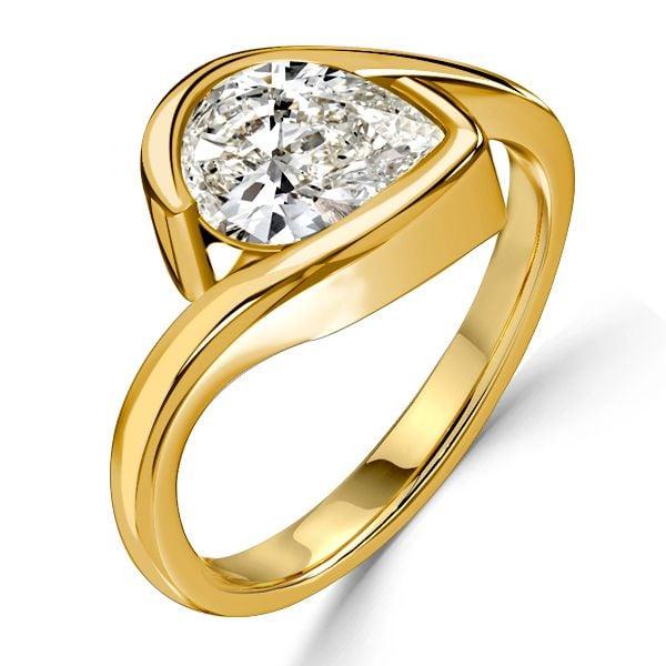 Pear Shaped Solitaire Bypass Engagement Ring | 2.00 CT. TW. | 18K Gold Plated Sterling Silver