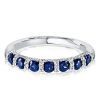 Classic Halo Round Blue Simulated Diamond Wedding Band in Sterling Silver