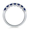 Classic Halo Round Blue Simulated Diamond Wedding Band in Sterling Silver