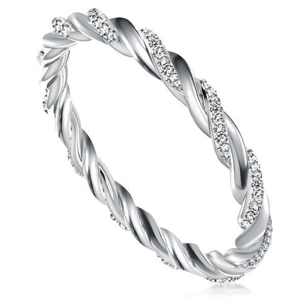 Sterling Silver Twist Eternity Band - 0.45 CTW Simulated Diamonds