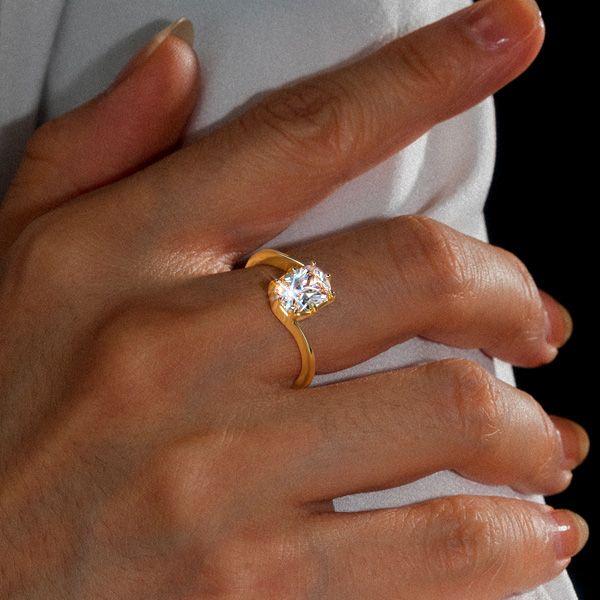 Bypass Cushion Cut Engagement Ring for Women, 1.75 CT. TW., 18K Gold Plated Sterling Silver