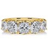 Cushion Cut 5 Stone Half Eternity Band - 18K Gold Plated Sterling Silver Anniversary Ring