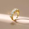 Cushion Cut 5 Stone Half Eternity Band - 18K Gold Plated Sterling Silver Anniversary Ring
