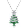 Sterling Silver Christmas Tree Necklace for Women | Rhodium Plated Pendant