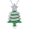 Sterling Silver Christmas Tree Necklace for Women | Rhodium Plated Pendant