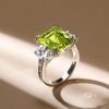 Radiant Cut Peridot Engagement Ring - 925 Sterling Silver