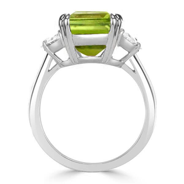 Radiant Cut Peridot Engagement Ring - 925 Sterling Silver