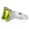 Radiant Cut Peridot Engagement Ring - 925 Sterling Silver