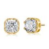18K Gold Plated Cushion Cut Stud Earrings (2.5 CT. TW.)