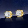 18K Gold Plated Cushion Cut Stud Earrings (2.5 CT. TW.)