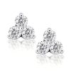 Three Stone Round Cut Stud Earrings in Rhodium Plated 925 Sterling Silver
