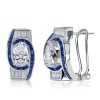 Art Deco Pear Shaped Sterling Silver Hoop Earrings for Women