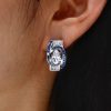 Art Deco Pear Shaped Sterling Silver Hoop Earrings for Women