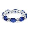 925 Sterling Silver Alternating Oval and Round Cut Eternity Band Ring