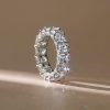 White Sapphire Eternity Wedding Band - Cushion Cut Sterling Silver