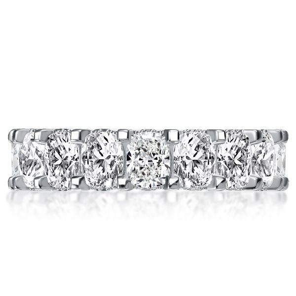 White Sapphire Eternity Wedding Band - Cushion Cut Sterling Silver