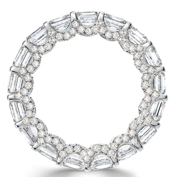 White Sapphire Eternity Wedding Band - Cushion Cut Sterling Silver