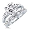 Baguette Cut Sterling Silver Wedding Ring Set - 2.0 CT Center Stone