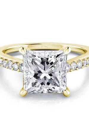 18K Gold Plated Sterling Silver Princess Created White Sapphire Engagement Ring (4.15 CT. TW.)