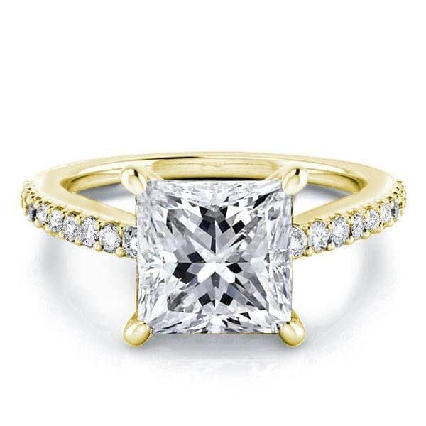 18K Gold Plated Sterling Silver Princess Created White Sapphire Engagement Ring (4.15 CT. TW.)
