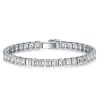 Emerald Cut White Sapphire Tennis Bracelet - Sterling Silver Bezel Setting