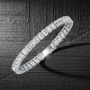 Emerald Cut White Sapphire Tennis Bracelet - Sterling Silver Bezel Setting