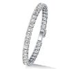 Emerald Cut White Sapphire Tennis Bracelet - Sterling Silver Bezel Setting
