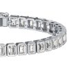 Emerald Cut White Sapphire Tennis Bracelet - Sterling Silver Bezel Setting