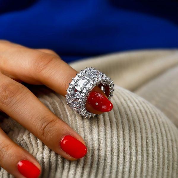 10mm Sterling Silver Wedding Band for Men and Women, Rhodium Plated