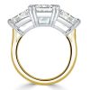 Emerald Cut Three Stone Engagement Ring in Two Tone Sterling Silver, 10.35 CTW