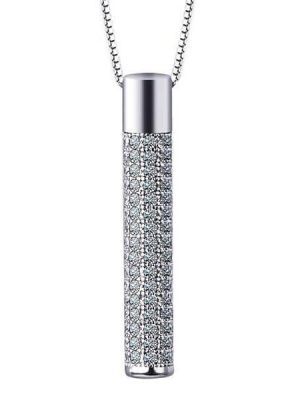 White Sapphire Stick Pendant Necklace for Women - 925 Sterling Silver (17-22 inch)