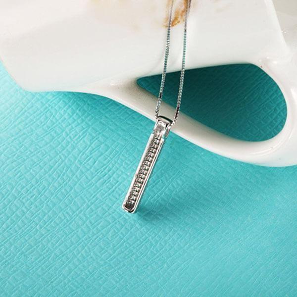 White Sapphire Stick Pendant Necklace for Women - 925 Sterling Silver (17-22 inch)