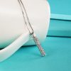 White Sapphire Stick Pendant Necklace for Women - 925 Sterling Silver (17-22 inch)