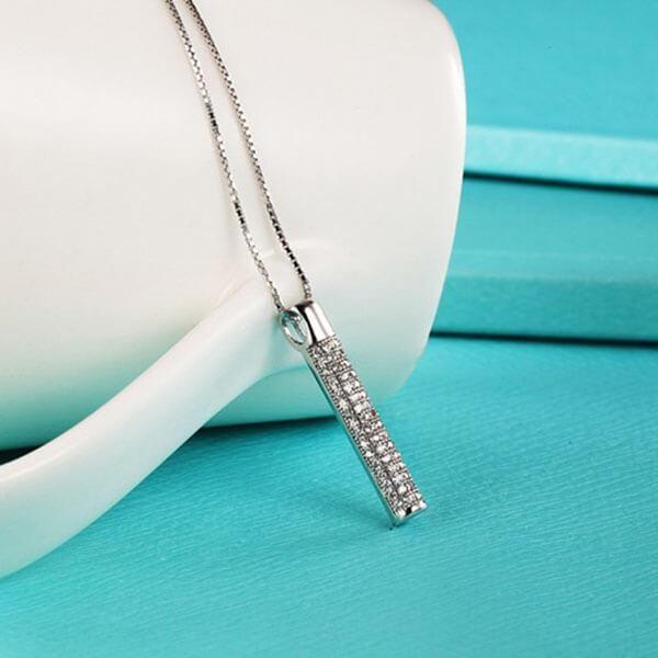 White Sapphire Stick Pendant Necklace for Women - 925 Sterling Silver (17-22 inch)
