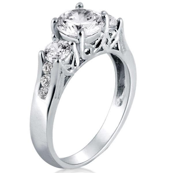 Three Stone Created White Sapphire Bridal Ring Set in 925 Sterling Silver