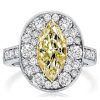 925 Sterling Silver Yellow Topaz Marquise Cut Halo Engagement Ring with 3.69 CT. TW. Stones