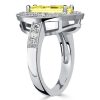 925 Sterling Silver Yellow Topaz Marquise Cut Halo Engagement Ring with 3.69 CT. TW. Stones