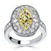 925 Sterling Silver Yellow Topaz Marquise Cut Halo Engagement Ring with 3.69 CT. TW. Stones