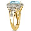 Aquamarine Cushion Cut Sterling Silver Ring - Dripping Halo Engagement Ring for Women