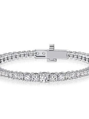 925 Sterling Silver Round Cut Tennis Bracelet for Women | 7.40 CT. TW | Rhodium Plated