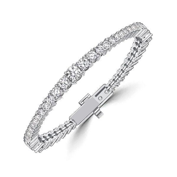 925 Sterling Silver Round Cut Tennis Bracelet for Women | 7.40 CT. TW | Rhodium Plated