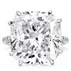 Cushion Cut Sterling Silver Engagement Ring with Double Prong Setting