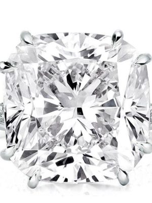 Cushion Cut Sterling Silver Engagement Ring with Double Prong Setting