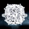 Cushion Cut Sterling Silver Engagement Ring with Double Prong Setting