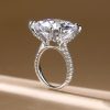 Cushion Cut Sterling Silver Engagement Ring with Double Prong Setting