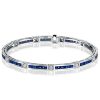 Princess Cut Blue Sapphire Tennis Bracelet in Rhodium-Plated 925 Sterling Silver