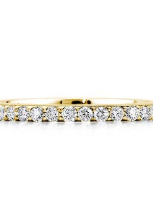 18K Gold Plated Sterling Silver Wedding Band Ring - Classic Round Cut
