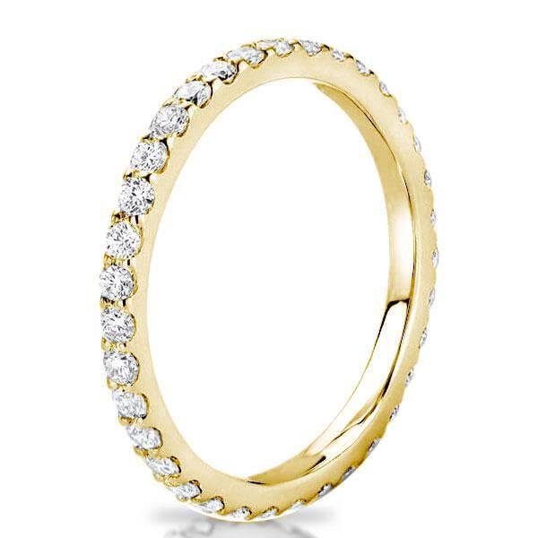 18K Gold Plated Sterling Silver Wedding Band Ring - Classic Round Cut