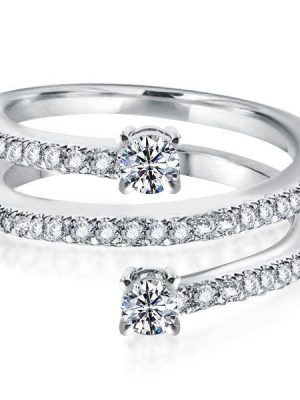 Sterling Silver Spiral Half Eternity Band - Round Cut, 2.23 CTW