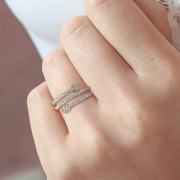 Sterling Silver Spiral Half Eternity Band - Round Cut, 2.23 CTW